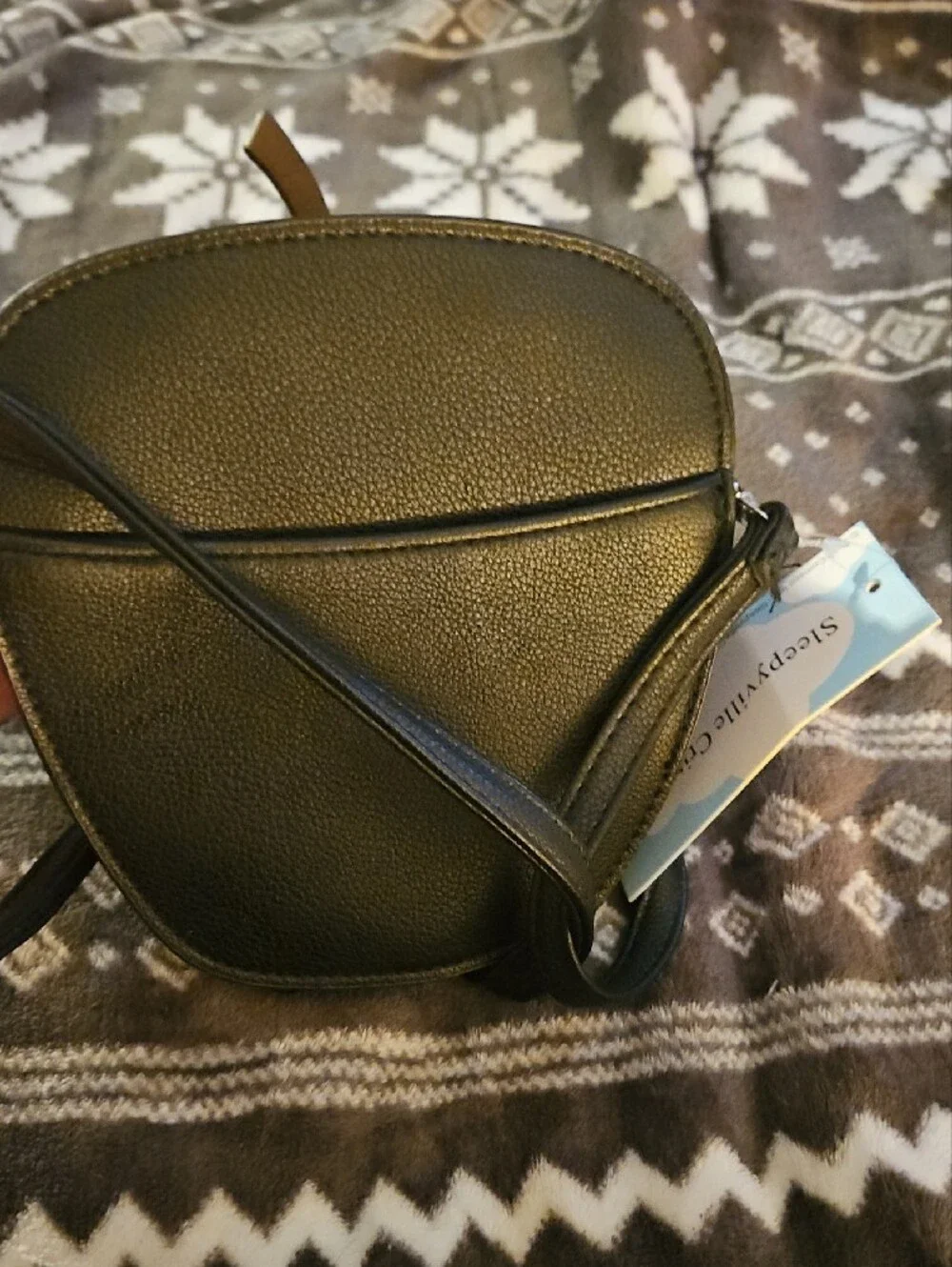 Green Apple Skull Crossbody Bag with Red Inset